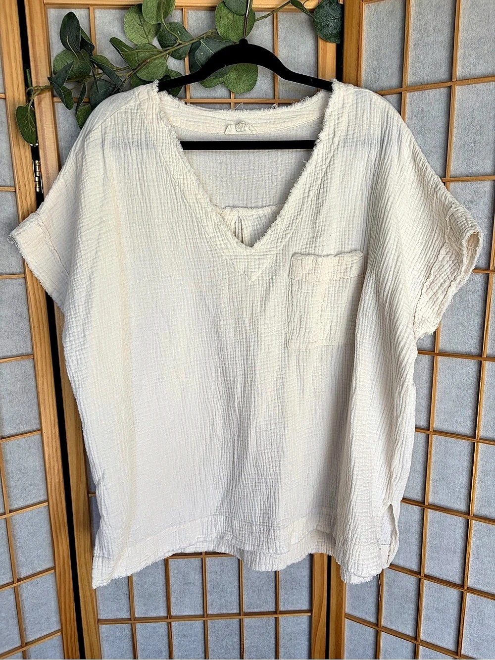 entro T16550P Cotton Short Sleeve Top White Size 1X